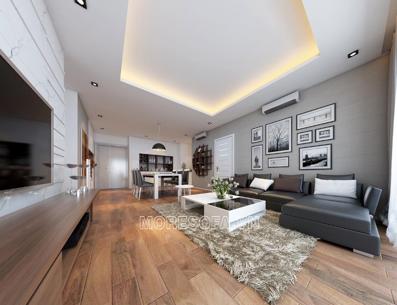 Ghế sofa góc da màu đen